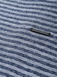 THE BEAR HOUSE Men Navy Blue Striped Round Neck T-shirt