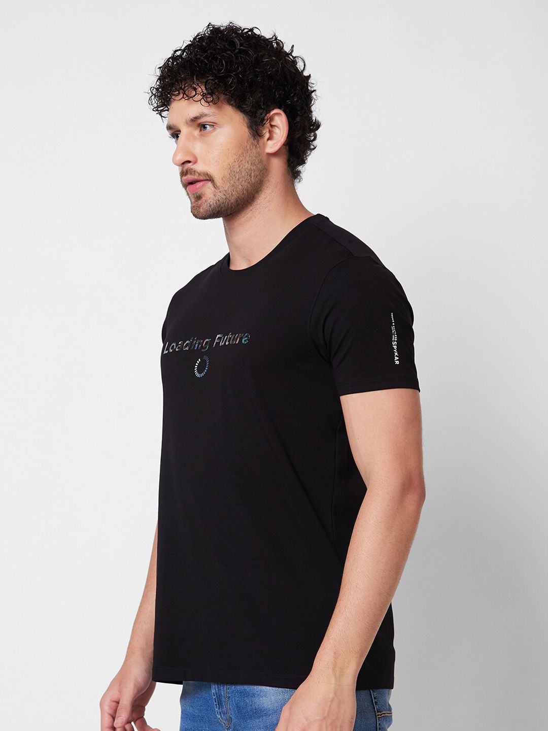 SPYKAR Typography Printed Round Neck Cotton Slim Fit T-shirt