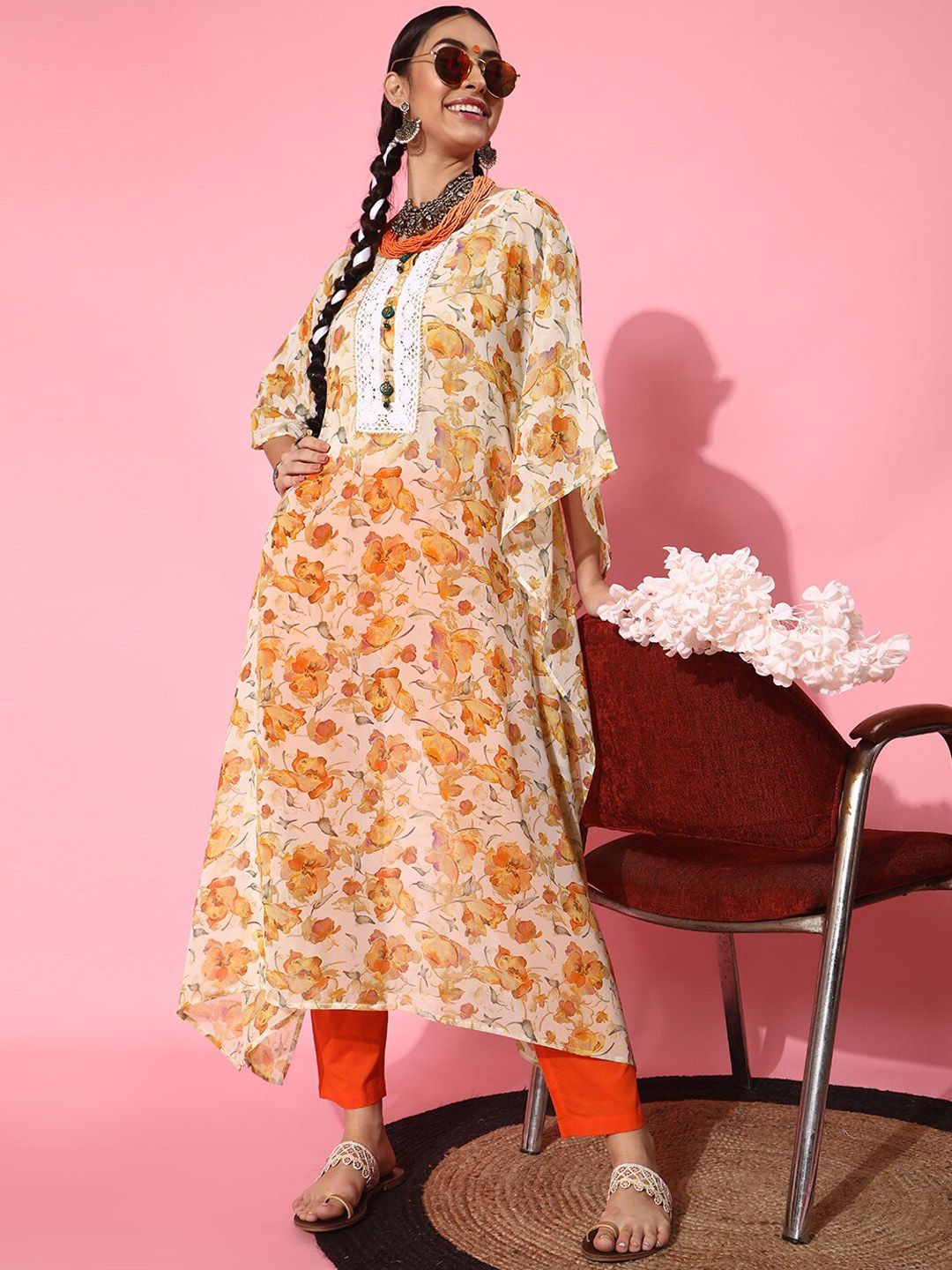 STREET 9 Classic White Polyester Kurta