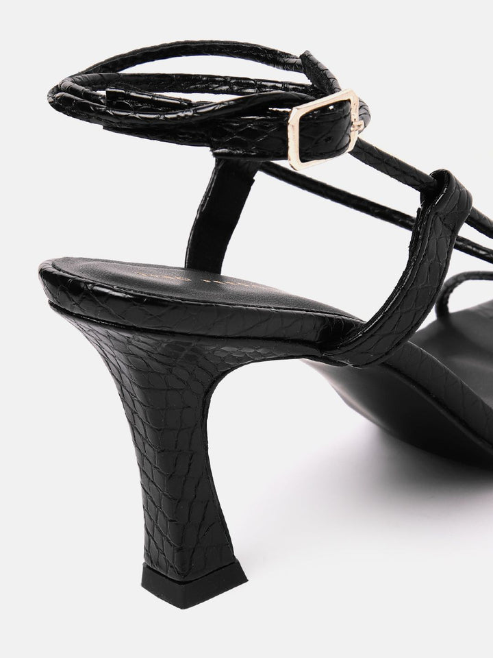 Lino Perros Women Snake Skin Textured Mid-Top Slim Heels