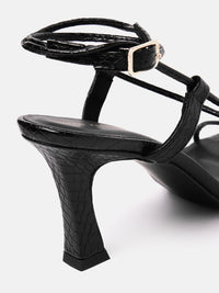 Lino Perros Women Snake Skin Textured Mid-Top Slim Heels