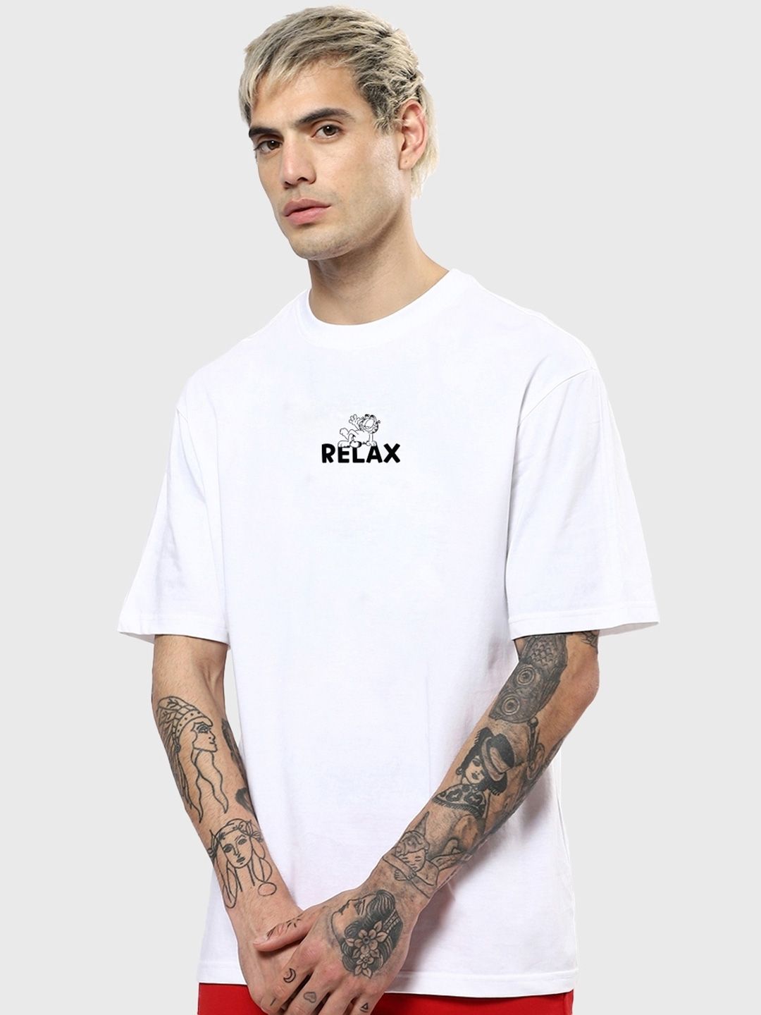 Bewakoof Men White Printed Round Neck Pure Cotton T-shirt