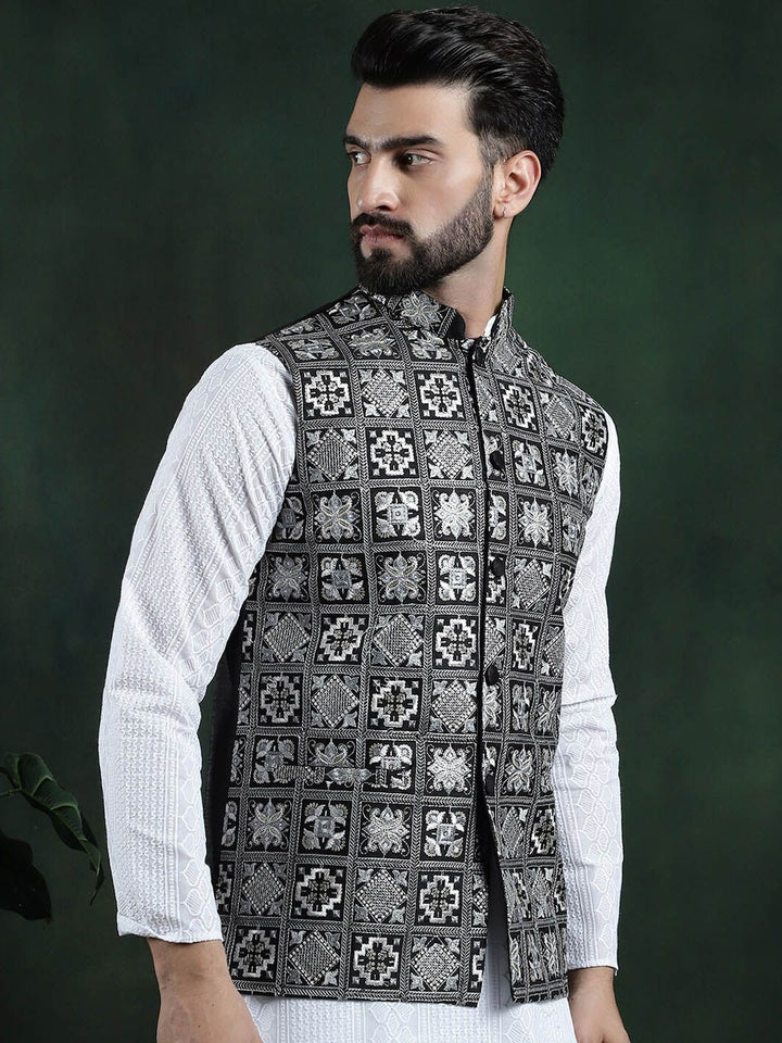 SOJANYA Jaket Tenun Nehru Lelaki Sulam