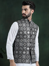 SOJANYA Jaket Tenun Nehru Lelaki Sulam