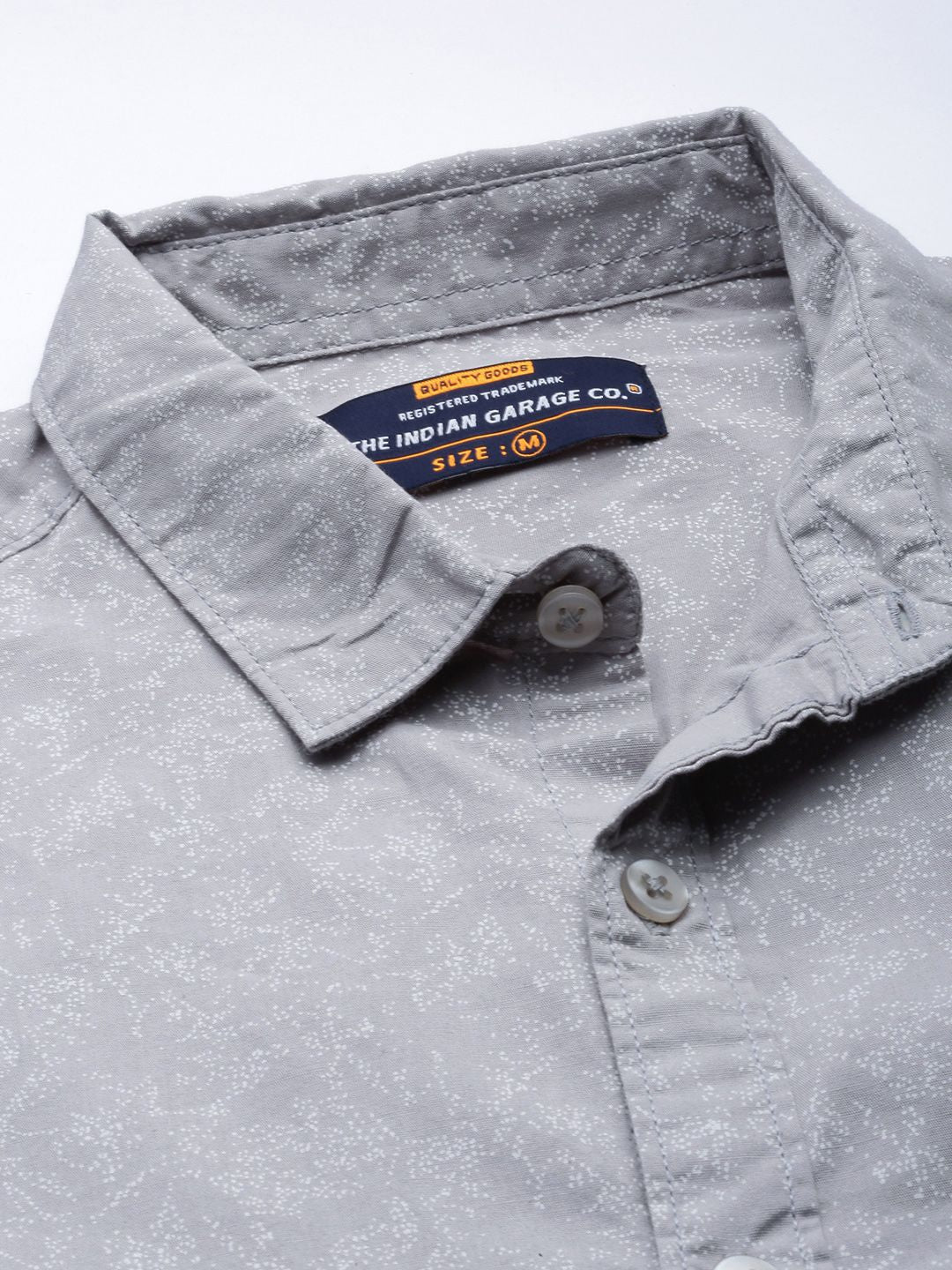 The Indian Garage Co Men Grey Printed Pure Cotton Casual Shirt