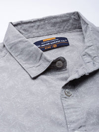 The Indian Garage Co Men Grey Printed Pure Cotton Casual Shirt