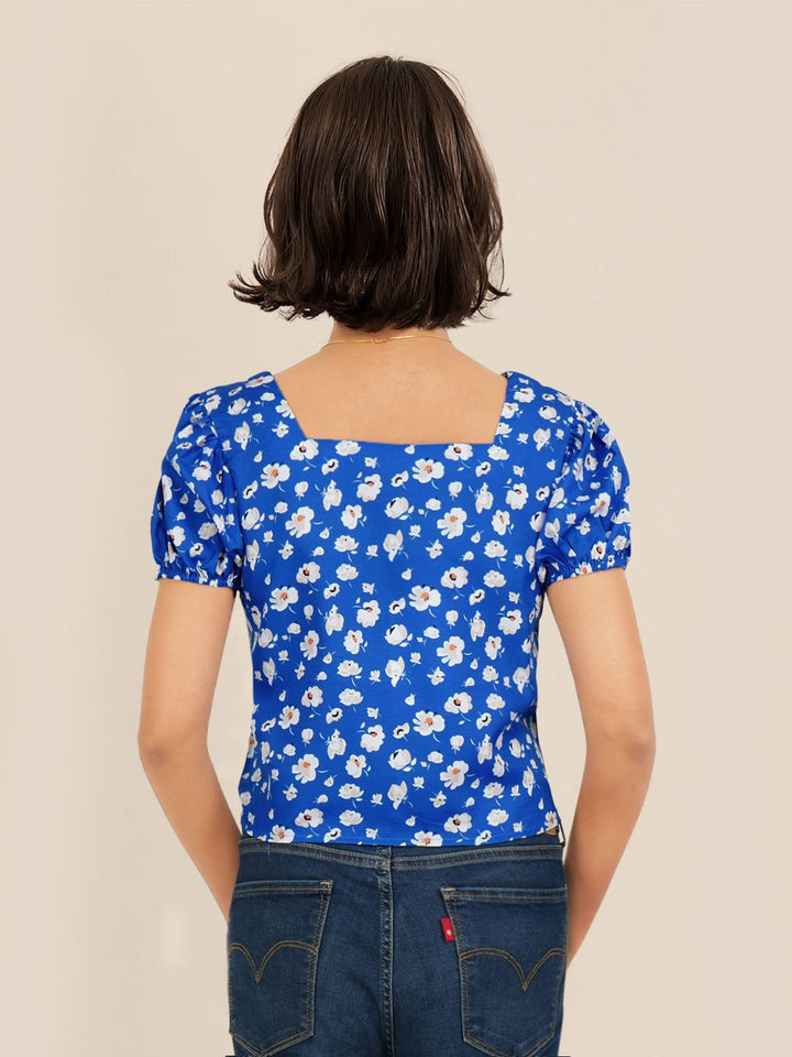 DressBerry Floral Printed Puff Sleeve Top