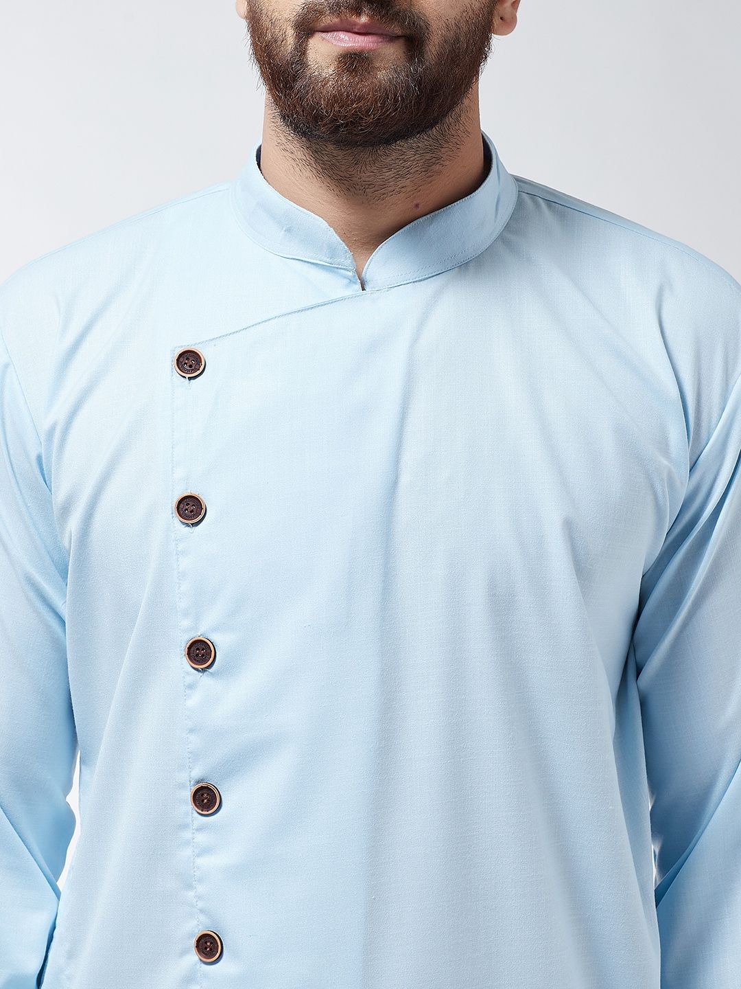SOJANYA Men Turquoise Blue Solid Straight Kurta