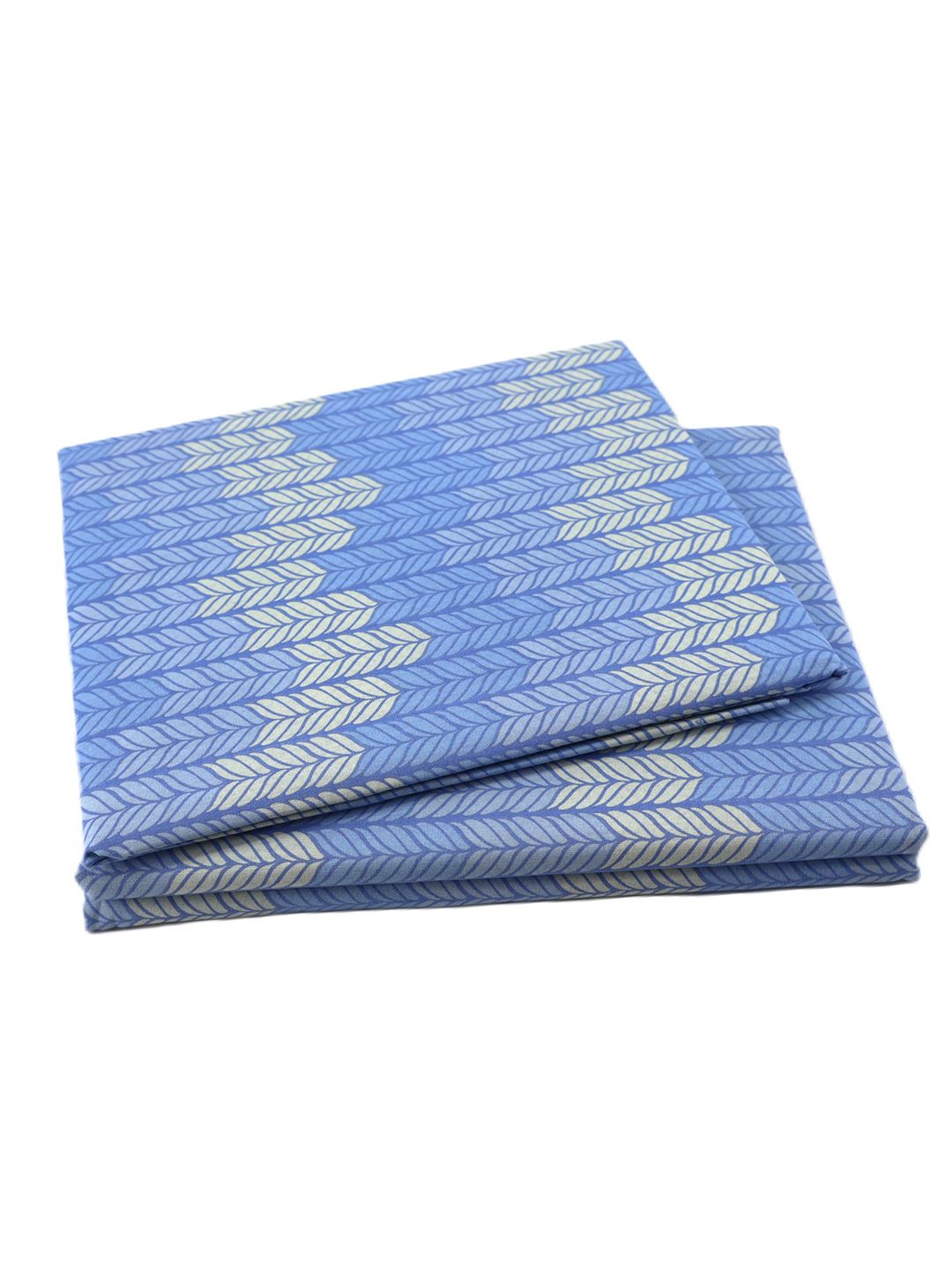 BOMBAY DYEING Blue & White Floral Cotton 144 TC Queen Bedsheet Set-1.52 m X 1.98 m X 30 cm