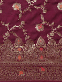 Saree mall Purple & Gold-Toned Floral Silk Blend Sarees