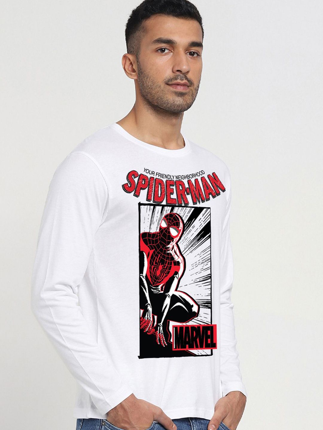 Bewakoof Men Graphic Spider-Man Printed Round Neck Pure Cotton T-shirt