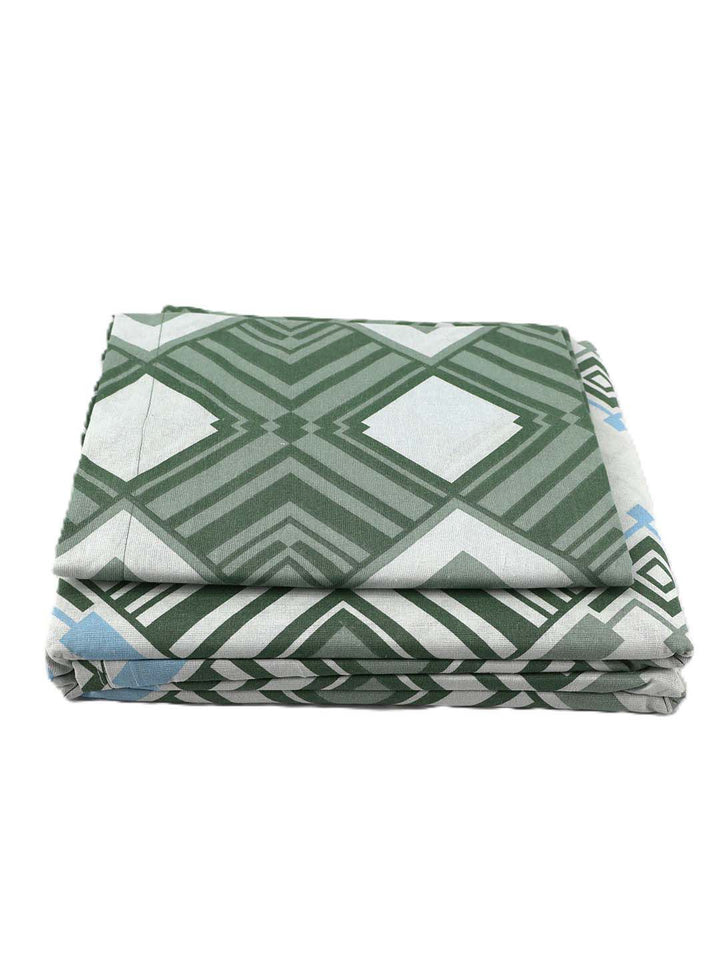 BOMBAY DYEING Aster Olive Green Floral 100 TC Cotton Queen Bedsheet Set-2.24 m X 2.44 m