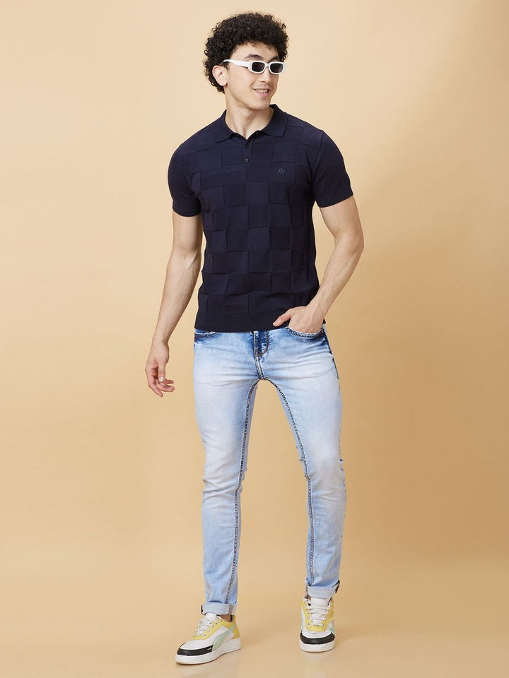 Being Human Men Checked Polo Collar Pockets T-shirt