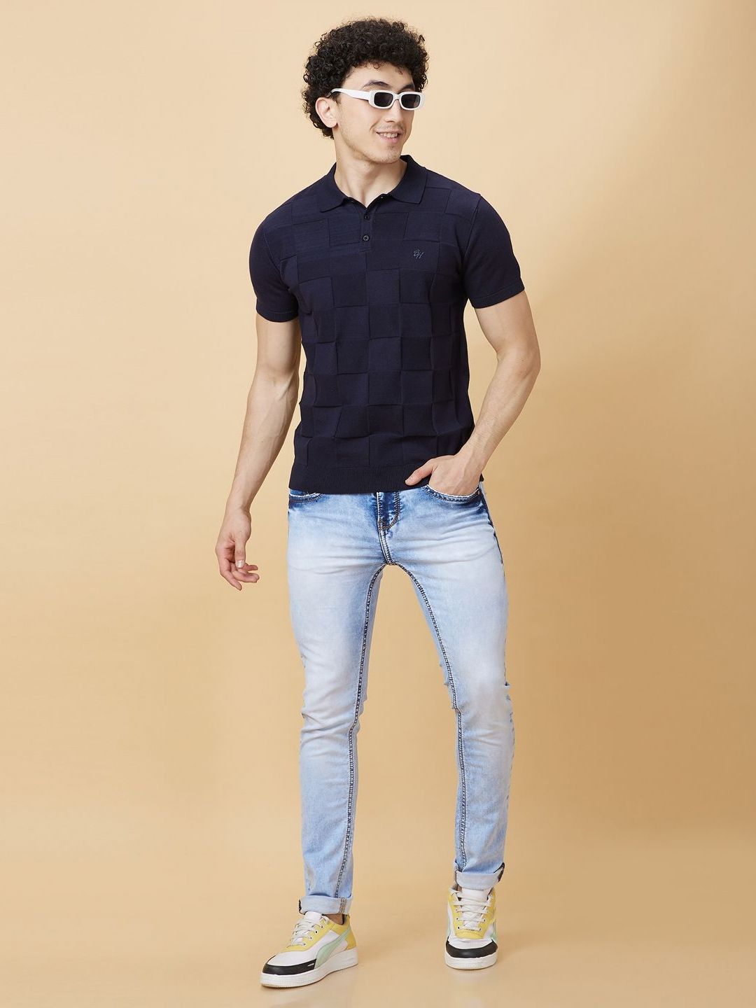 Being Human Men Checked Polo Collar Pockets T-shirt