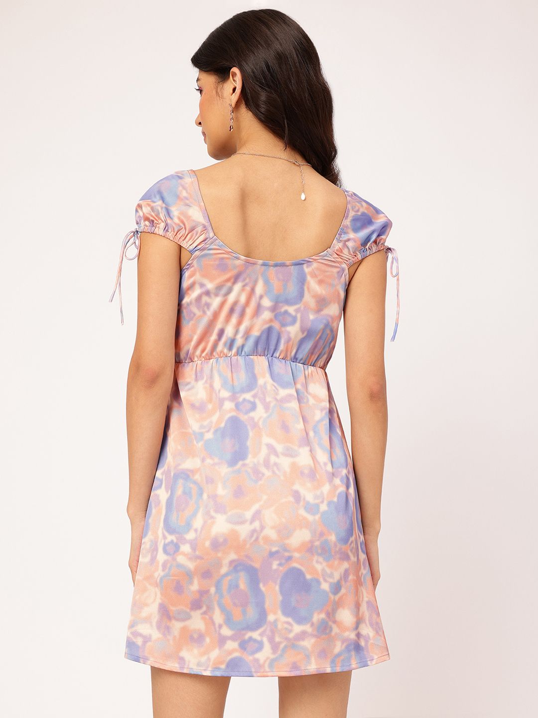 DressBerry Floral Printed Satin Finish Mini Dress