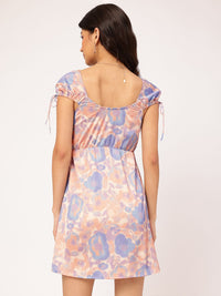 DressBerry Floral Printed Satin Finish Mini Dress