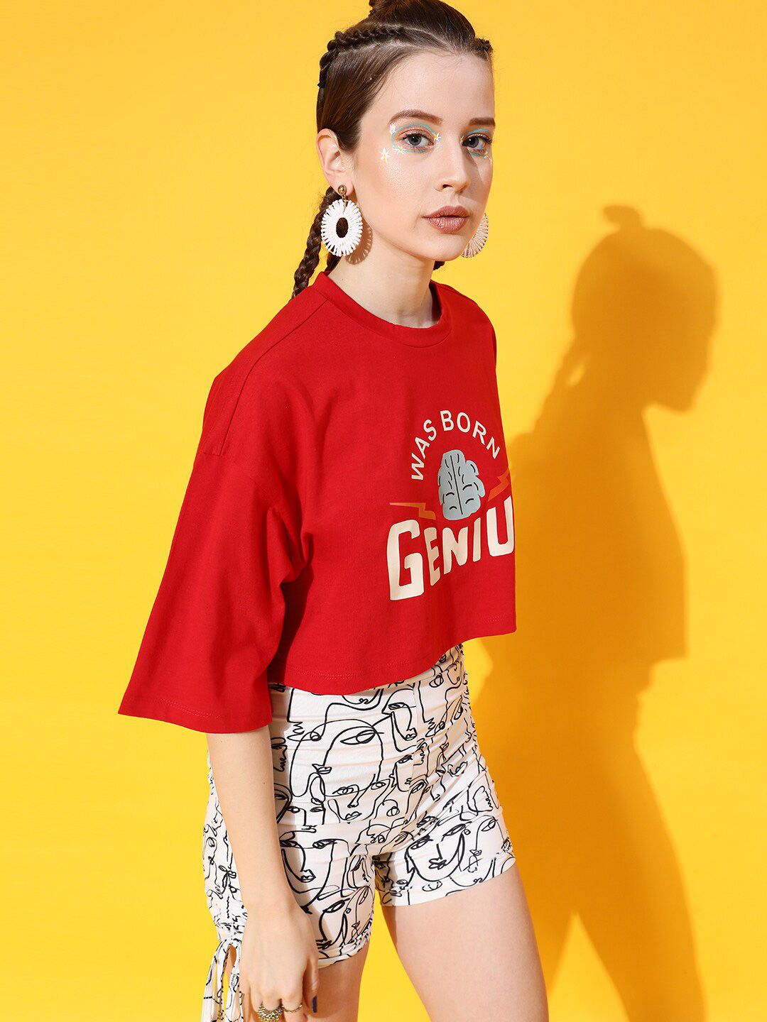 STREET 9 Women Deep Red Graphic Tshirt
