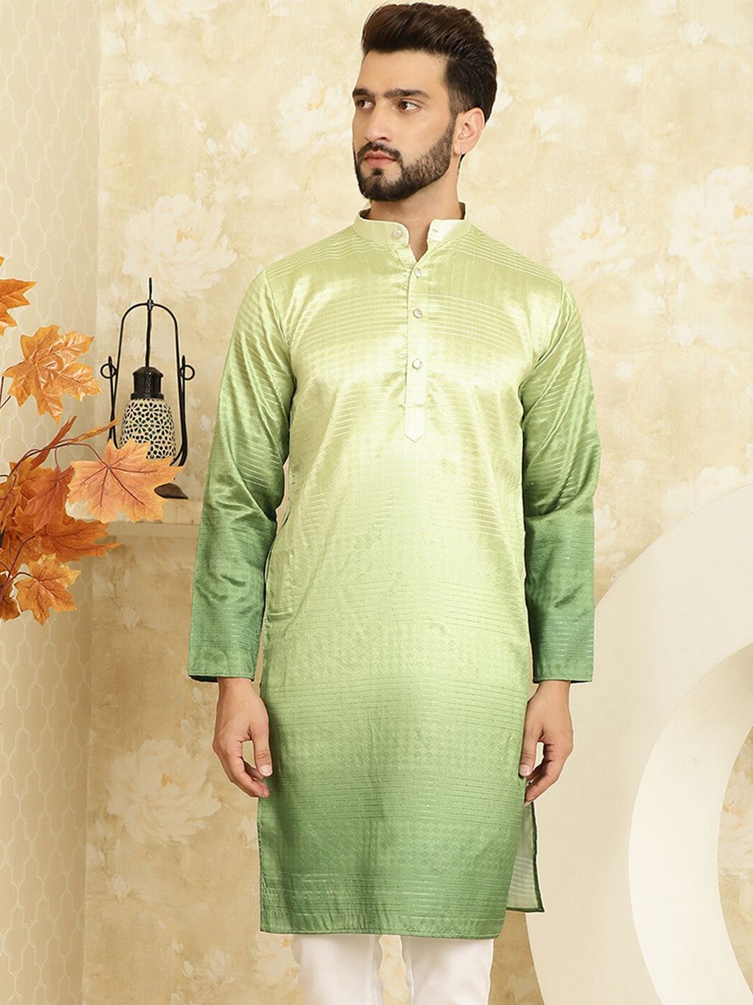 SOJANYA Ethnic Woven Design Cotton Silk Straight Kurta