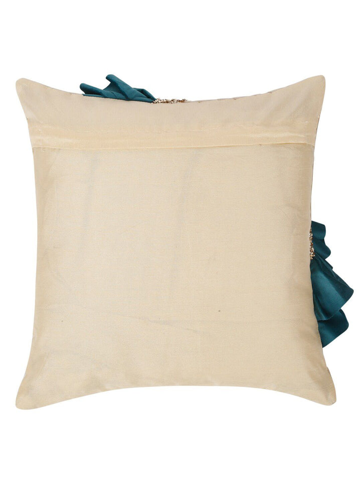HOSTA HOMES Off White & Green 2 Pieces Geometric Square Cushion Covers