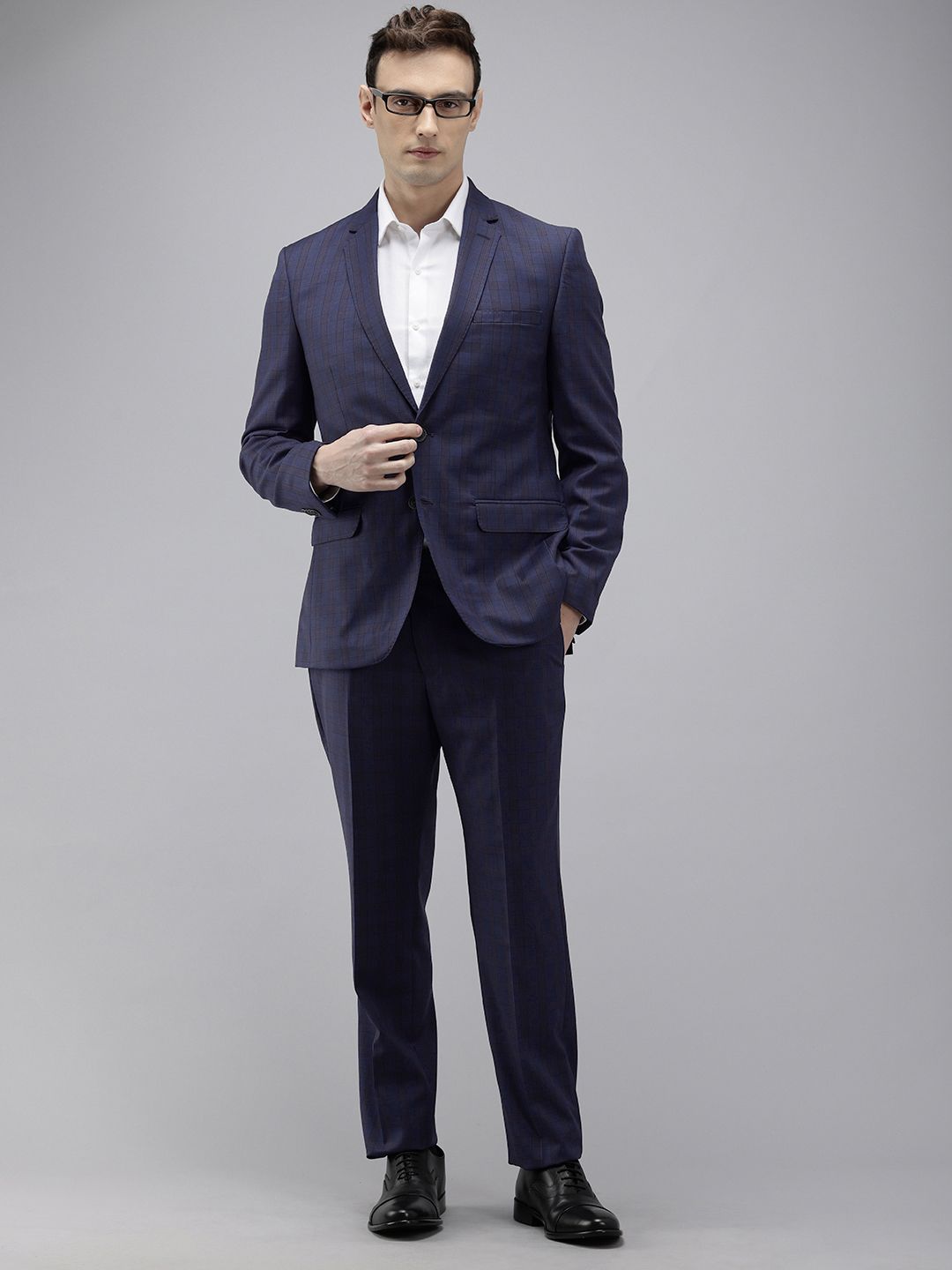 Park Avenue Checked Single Breasted 2 Piece Formal Suits