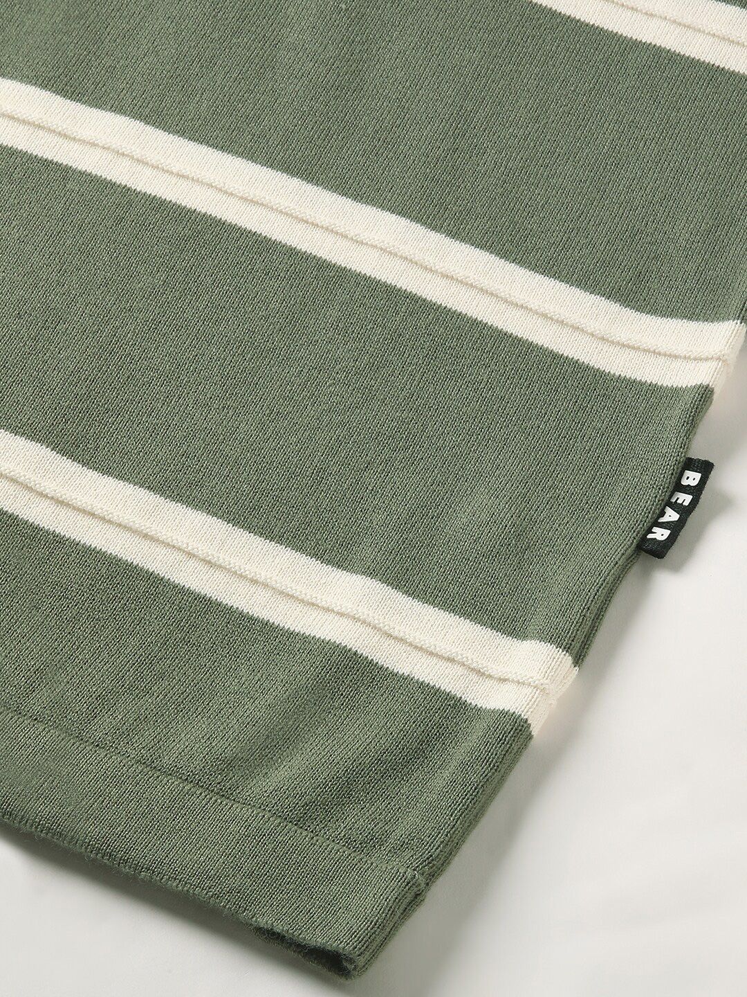 THE BEAR HOUSE Men Striped Regular Fit Cotton Polo Collar T-Shirt