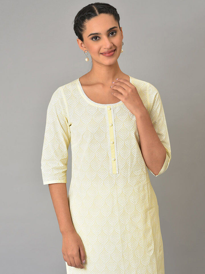 AURELIA Ethnic Motifs Printed Round Neck Block Print Pure Cotton Kurta