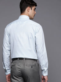 Raymond Men Blue Pure Cotton Slim Fit Checked Formal Shirt