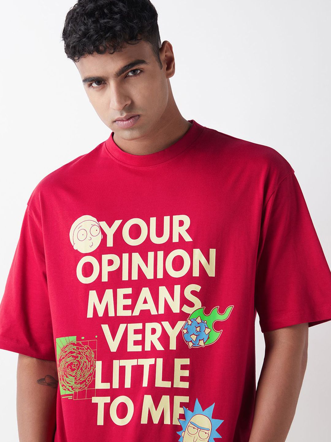 Bewakoof Official Rick And Morty Merchandise Pure Cotton Typography Oversized T-Shirt