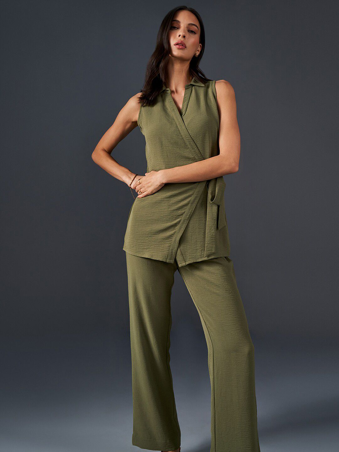 AND V-Neck Sleeveless Top With Palazzo