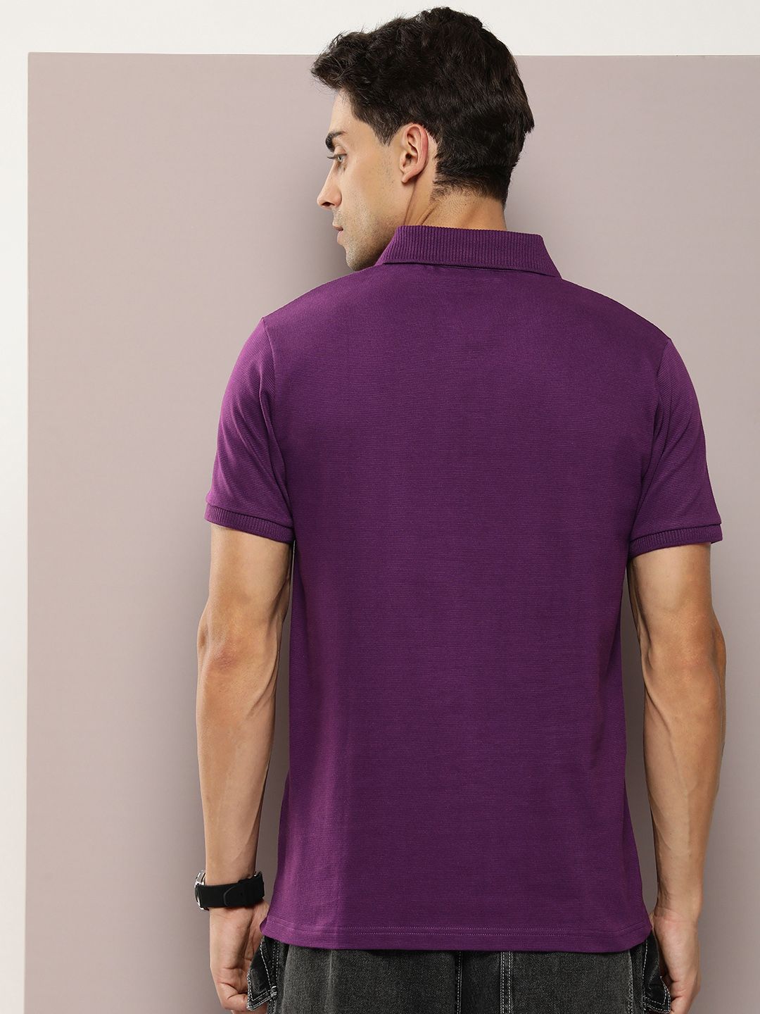 DILLINGER Men Polo Collar Honeycomb Structure T-shirt