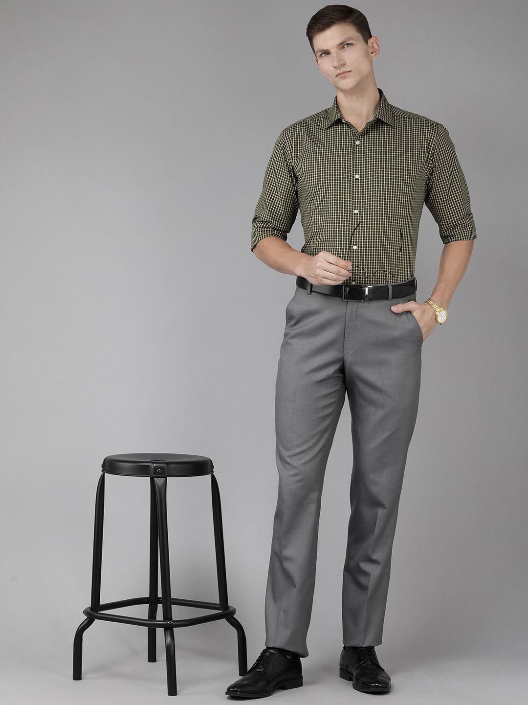 Park Avenue Slim Fit Micro Checked Pure Cotton Formal Shirt