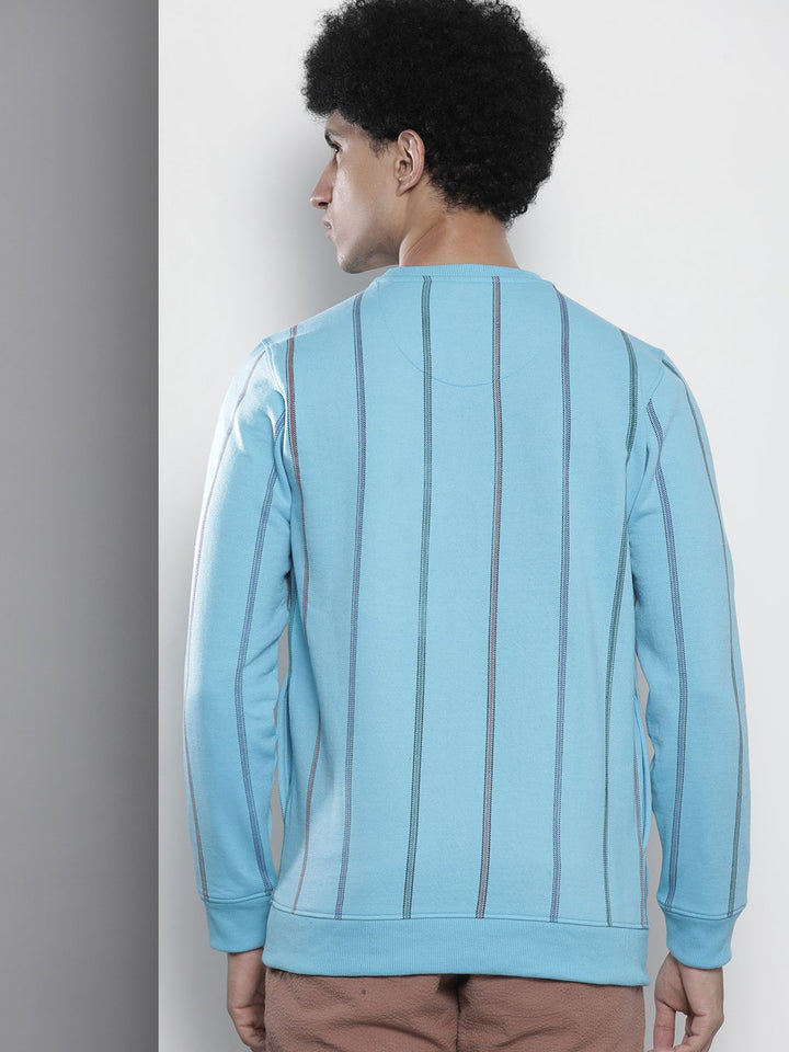 The Indian Garage Co Men Blue Striped Sweatshirt