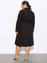 SASSAFRAS Curve Plus Size Long Sleeves Cotton Shirt Dress