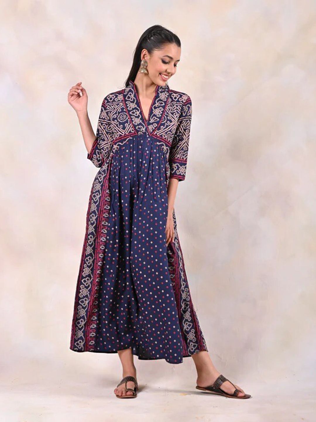Rustorange Purple Floral Rayon Maxi Dress