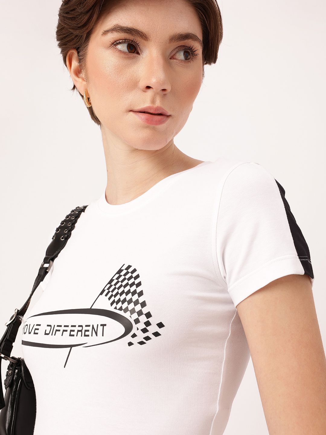 DressBerry Street Swagger Printed Casual Crop T-shirt