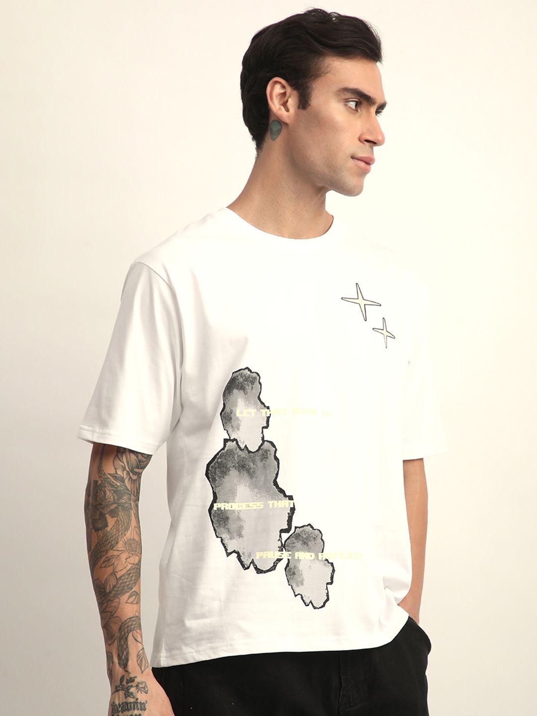 Difference Of Opinion Men Short Sleeve Oversized Crew Neck Printed Tshirt