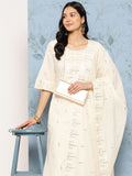 Libas Women Embroidered Mirror Work Pure Cotton Kurta With Palazzos & With Dupatta