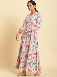 W Floral Printed Kurta with Trousers & Dupatta