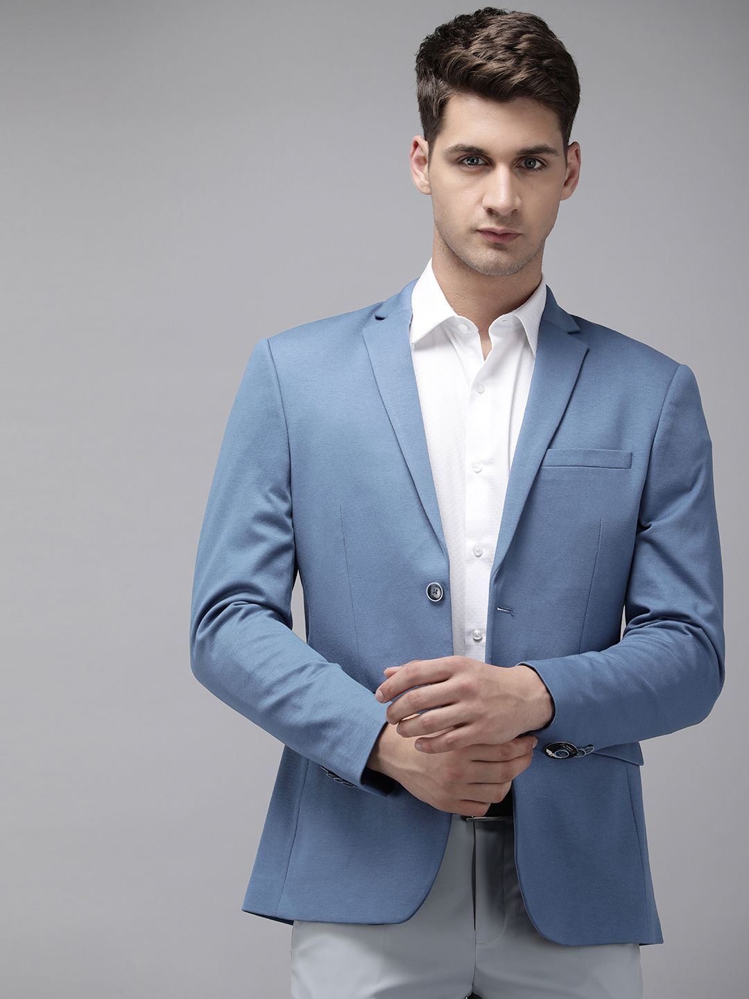 Park Avenue Super Slim Fit Solid Single Breasted Formal Blazer