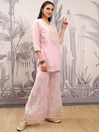 Vishudh Ethnic Motifs Embroidered Pure Cotton Straight Kurta & Sharara With Dupatta