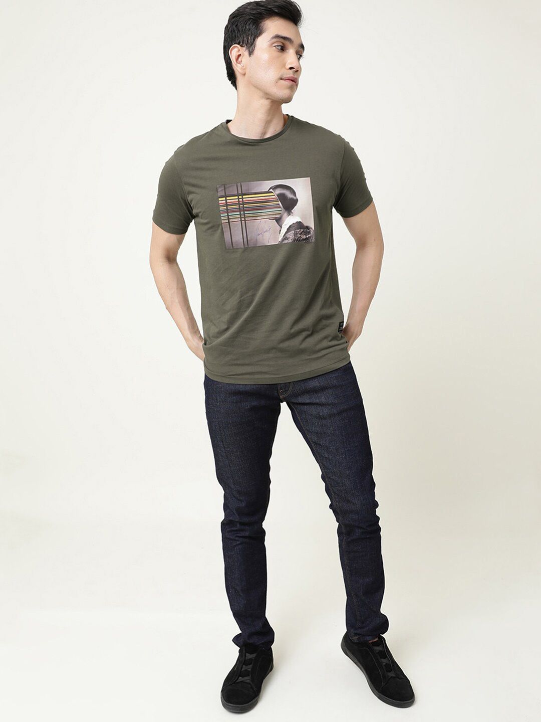 RARE RABBIT Men Rings-4 Slim Fit Solid Polo Collar T-Shirt