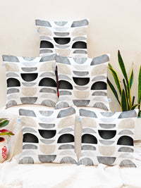 STITCHNEST Black & White Set of 5 Geometric Round Cushion Covers