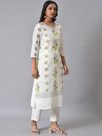 W Floral Printed Straight Kurta with Trousers