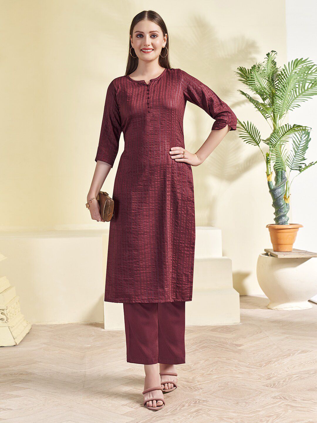 KALINI Striped Straight Kurta with Trouser