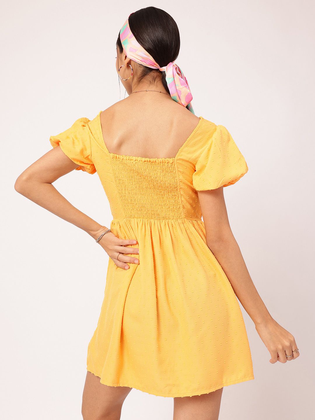 DressBerry Wanderlust Wardrobe Dobby Weave Smocked A-Line Mini Dress