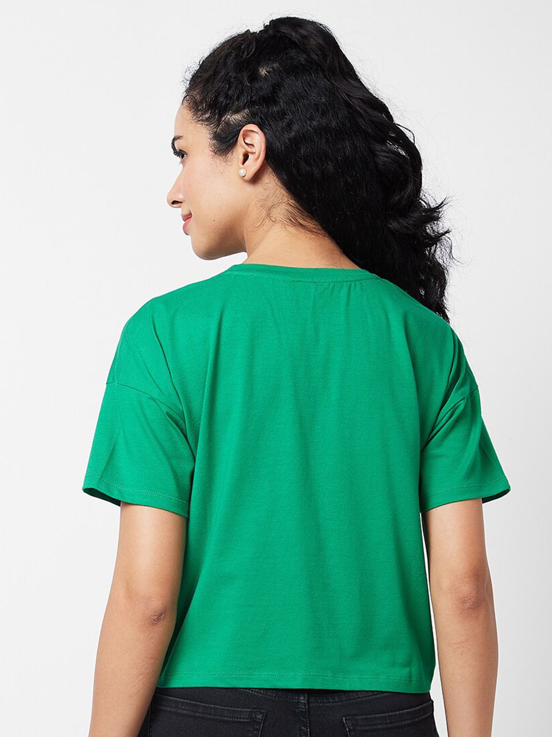 SPYKAR Graphic Printed Round Neck Half Sleeves Cotton Boxy T-shirt