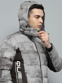 Monte Carlo Men Hooded Abstract Printed Casual Puffer Lightweight Jacket