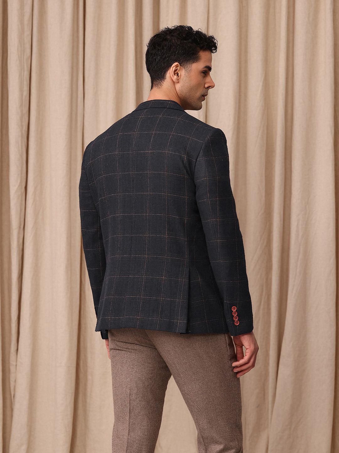 Mr Bowerbird Checked Single-Breasted Tailored Fit Casual Blazer