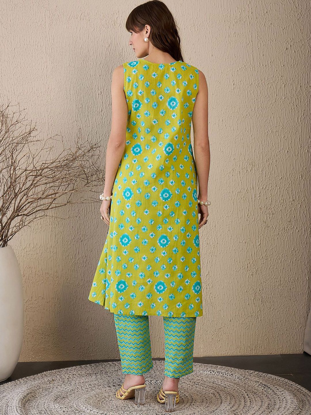 Indo Era Women Printed Regular Pure Cotton Kurta with Trousers