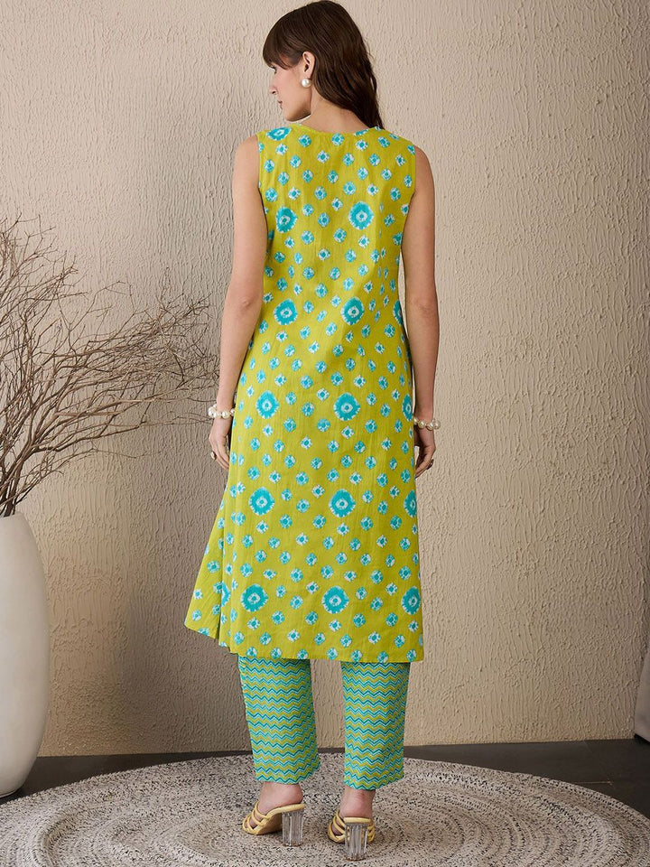 Indo Era Women Printed Regular Pure Cotton Kurta with Trousers